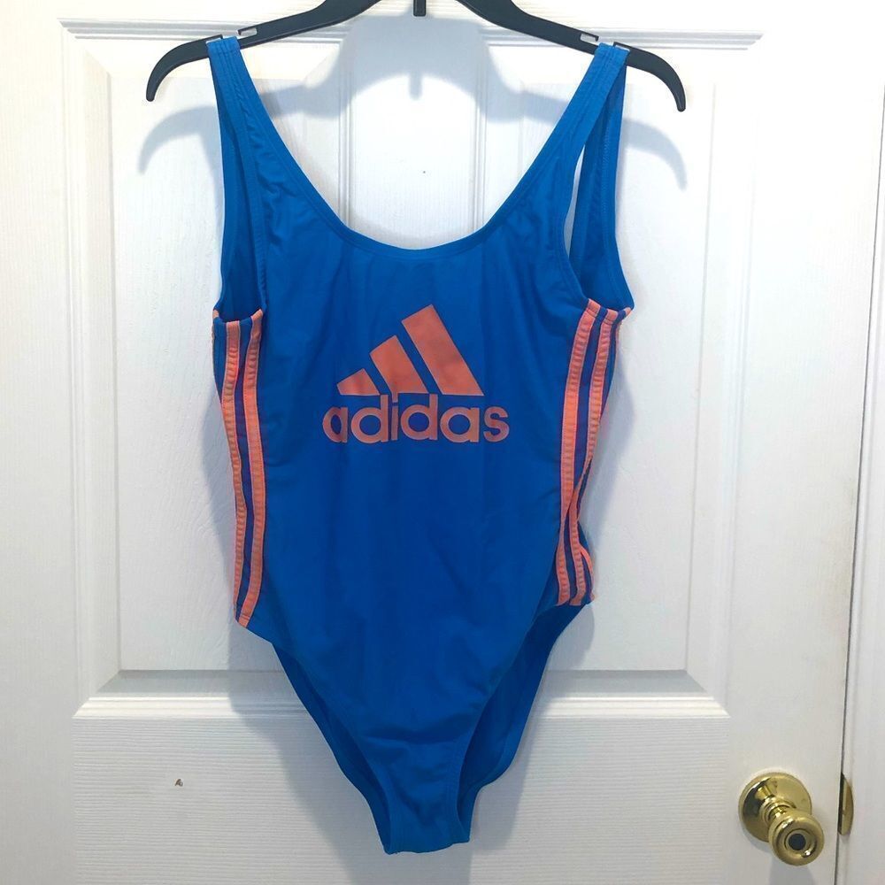 Adidas blue low back one piece swimsuit size medium